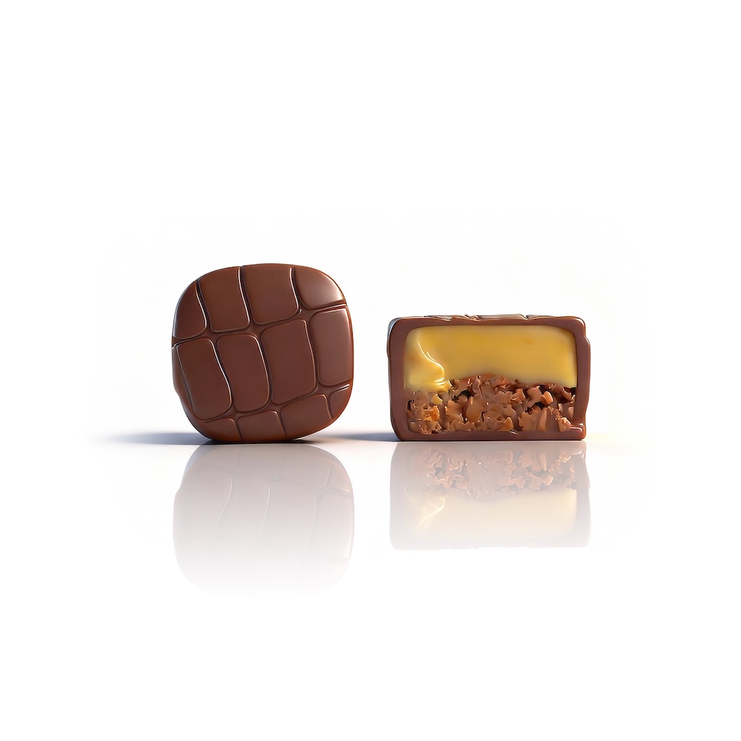 Ganache pistache sur praliné croustillant